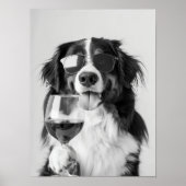 Bernese Mountain Dog and Wine Wall Art, Black and  ポスター (正面)