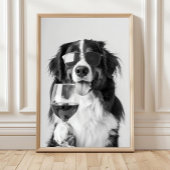 Bernese Mountain Dog and Wine Wall Art, Black and  ポスター