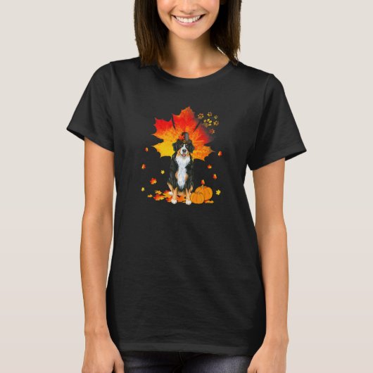 Bernese Mountain Dog  Autumn Leaf Fall Leaves Pump Tシャツ (正面)