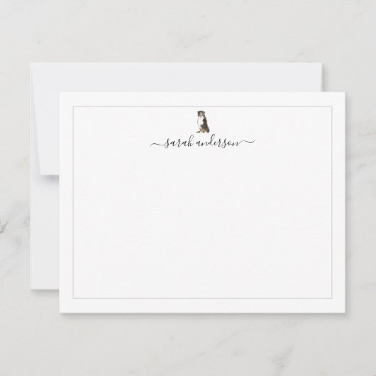 Bernese Mountain Dog Border Personalized ノートカード (正面)