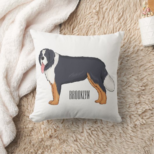 Bernese mountain dog cartoon illustration クッション (ブランケット)