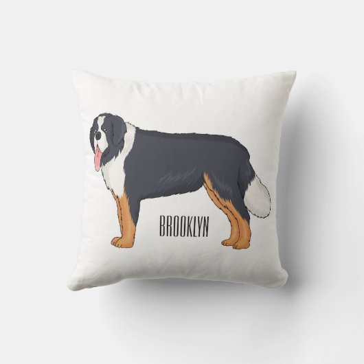 Bernese mountain dog cartoon illustration クッション (裏面)