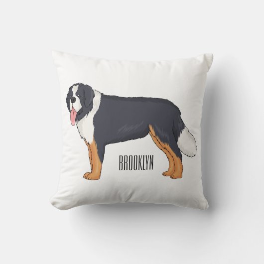 Bernese mountain dog cartoon illustration クッション (正面)