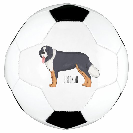 Bernese mountain dog cartoon illustration サッカーボール (正面)