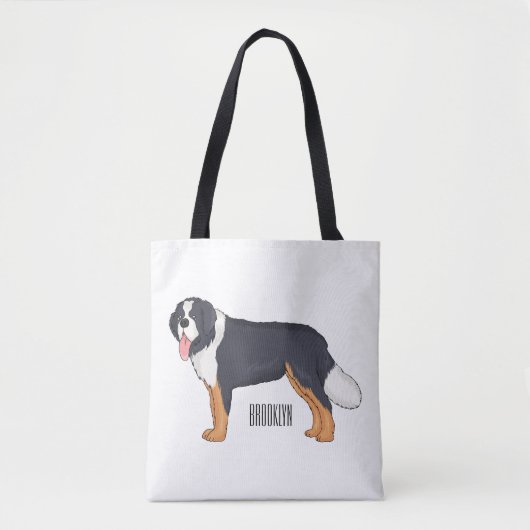 Bernese mountain dog cartoon illustration トートバッグ (正面)