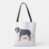 Bernese mountain dog cartoon illustration トートバッグ (裏面)