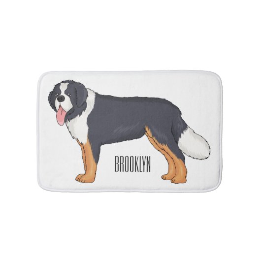 Bernese mountain dog cartoon illustration バスマット (正面)