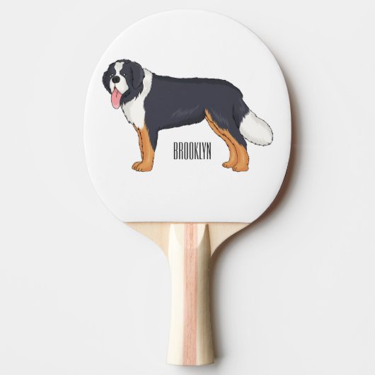 Bernese mountain dog cartoon illustration 卓球ラケット (正面)
