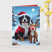 Bernese Mountain Dog Christmas  カード (黄色い花)
