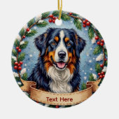 Bernese Mountain Dog Christmas セラミックオーナメント (正面)