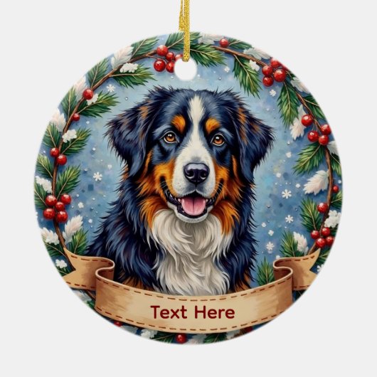 Bernese Mountain Dog Christmas セラミックオーナメント (裏面)