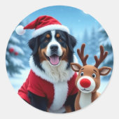 Bernese Mountain Dog Christmas  ラウンドシール (正面)