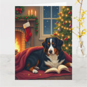 Bernese Mountain Dog Christmas Bedtime Story カード (黄色い花)