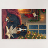 Bernese Mountain Dog Christmas Bedtime Story ジグソーパズル (横)