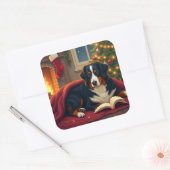 Bernese Mountain Dog Christmas Bedtime Story スクエアシール (封筒)