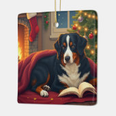 Bernese Mountain Dog Christmas Bedtime Story セラミックオーナメント (左)