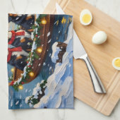 Bernese Mountain Dog Christmas Boat Holiday キッチンタオル (四つ折り)