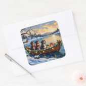 Bernese Mountain Dog Christmas Boat Holiday スクエアシール (封筒)