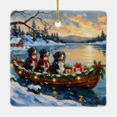 Bernese Mountain Dog Christmas Boat Holiday セラミックオーナメント (裏面)