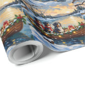 Bernese Mountain Dog Christmas Boat Holiday ラッピングペーパー (ロールコーナー)