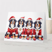 Bernese Mountain Dog Christmas Dress Santa Hat カード (正面)