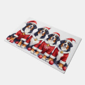 Bernese Mountain Dog Christmas Dress Santa Hat ドアマット (アングル)