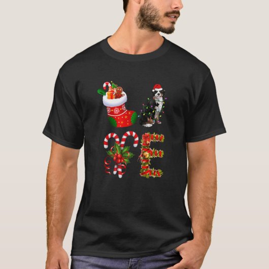 Bernese Mountain Dog Christmas Light  Dog Animal Tシャツ (正面)