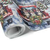 Bernese Mountain Dog Christmas Red Truck Holiday ラッピングペーパー (ロールコーナー)