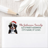 Bernese Mountain Dog Christmas Return Address      ラベル (インサイチュ)