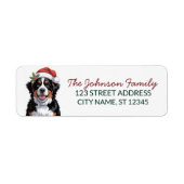 Bernese Mountain Dog Christmas Return Address ラベル (正面)