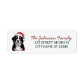 Bernese Mountain Dog Christmas Return Address ラベル (正面)