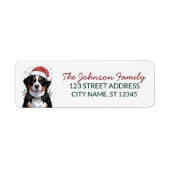 Bernese Mountain Dog Christmas Return Address ラベル (正面)