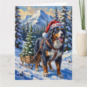 Bernese Mountain Dog Christmas Tree Hauler Hat カード (正面)