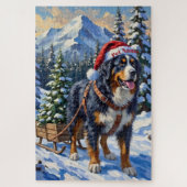 Bernese Mountain Dog Christmas Tree Hauler Hat ジグソーパズル (縦)