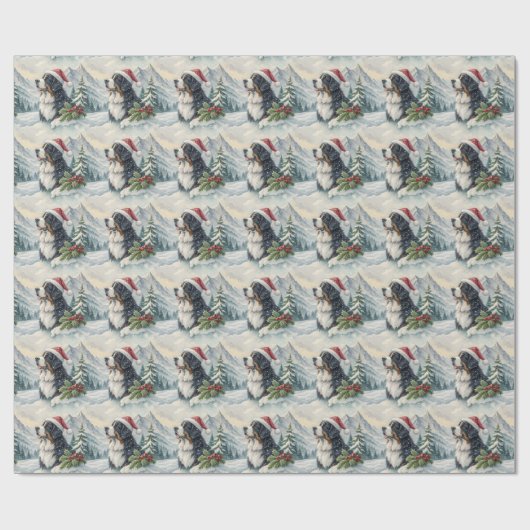 Bernese Mountain Dog Christmas Wrapping Paper ラッピングペーパー (フラット)