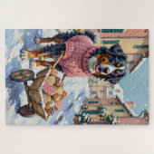 Bernese Mountain Dog Delivering Valentine's Cookie ジグソーパズル (横)