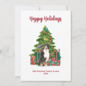 Bernese Mountain Dog Family Christmas シーズンカード (正面)