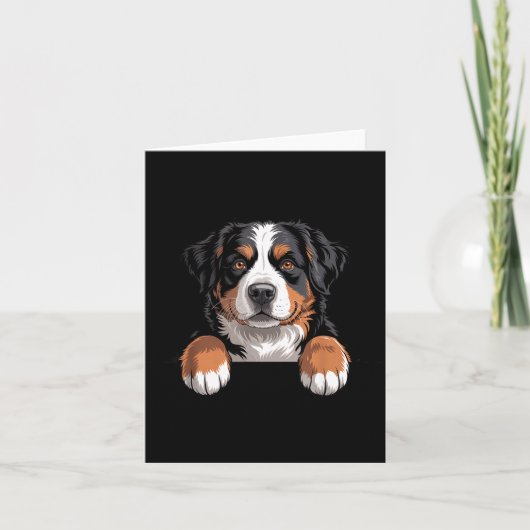 Bernese Mountain Dog Funny Peeking Cket Berner Pup カード (正面)