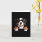 Bernese Mountain Dog Funny Peeking Cket Berner Pup カード (黄色い花)