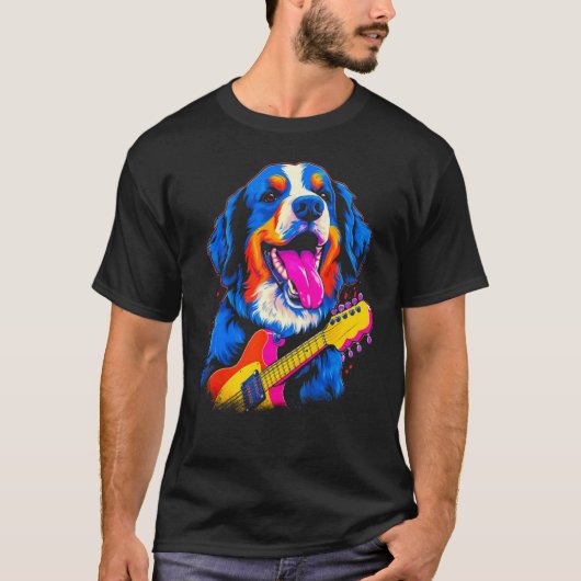 Bernese Mountain Dog Guitar Tシャツ (正面)