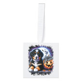 Bernese Mountain Dog Halloween キューブオーナメント (正面)