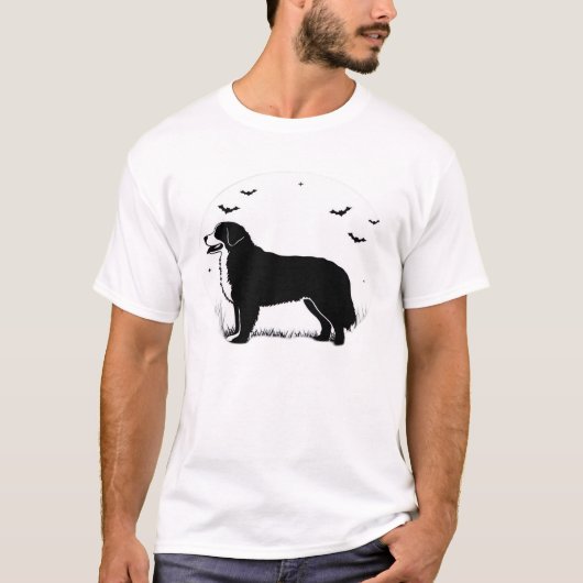 Bernese Mountain Dog � Halloween Moon Silhouette O Tシャツ (正面)