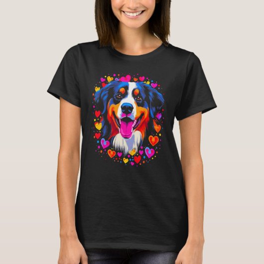 Bernese Mountain Dog Heart Tシャツ (正面)