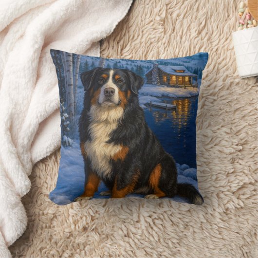 Bernese Mountain Dog Holiday  クッション (ブランケット)