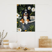 Bernese Mountain Dog In Bathtub Poster, Funny Dog ポスター (キッチン)