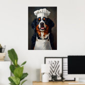 Bernese Mountain Dog In Chefs Hat Poster, Pet ポスター (ホームオフィス)