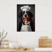 Bernese Mountain Dog In Chefs Hat Poster, Pet ポスター (キッチン)