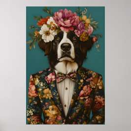 Bernese Mountain Dog In Suit Poster, Bernese ポスター