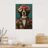 Bernese Mountain Dog In Suit Poster, Bernese ポスター (キッチン)
