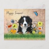 Bernese Mountain Dog in Wildflowers Custom ポストカード (正面)